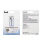 2x Pila batería de litio recargable por USB Tipo C 1.5V AAA 600 mAh